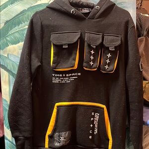 🖤Rue 21 time and space Black and Yellow Graphic Hoodie m